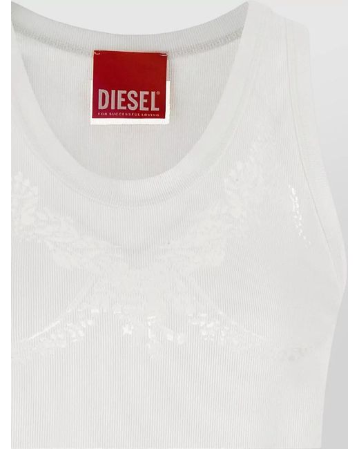 DIESEL White Tinder Lace Ribbed Tank Top Underwear