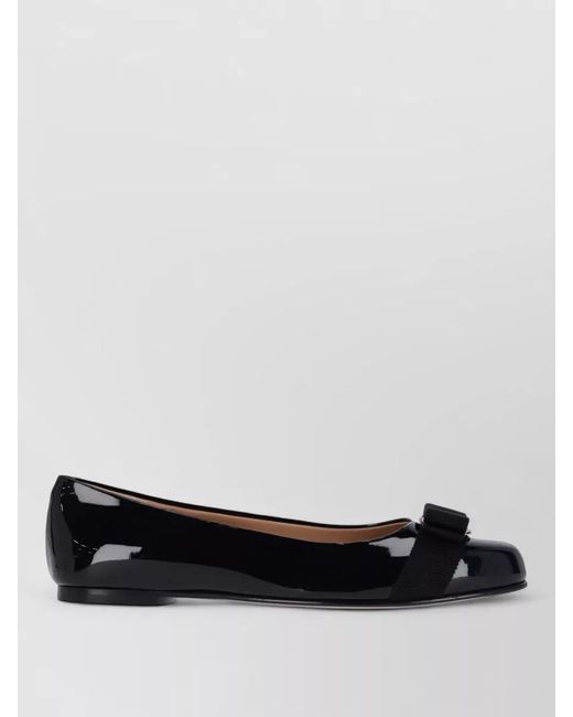 Ferragamo Black Patent Leather Ballerina Flats