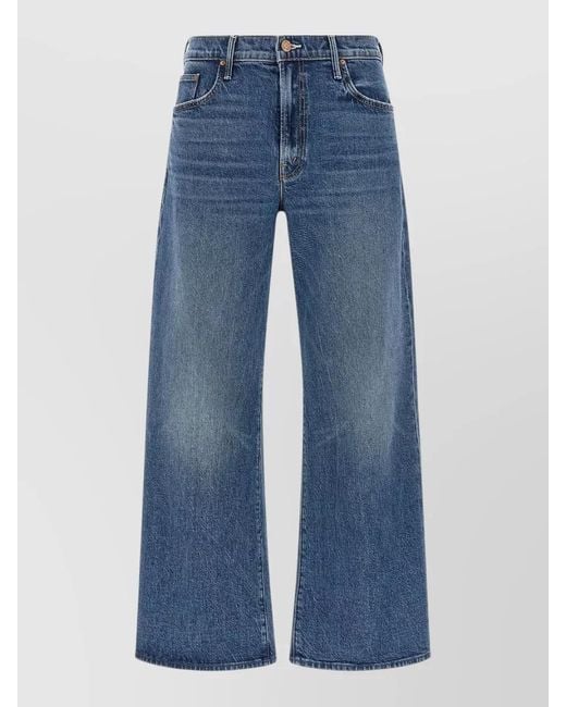 Mother Blue High Rise Wide Leg Denim Jeans