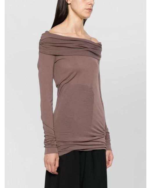Rick Owens Multicolor Off Shoulder Long Sleeve Draped Top