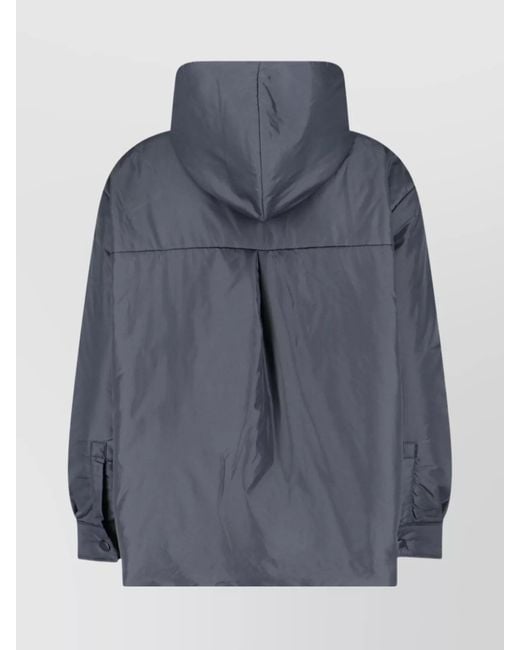 Aspesi Blue Relaxed Fit Jacket With Hood And Slits