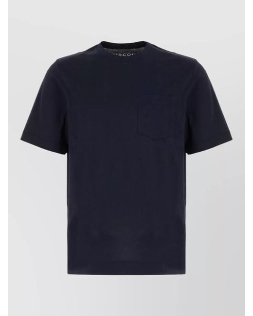 Circolo 1901 Blue Cotton Crew Neck T Shirt Chest Pocket for men