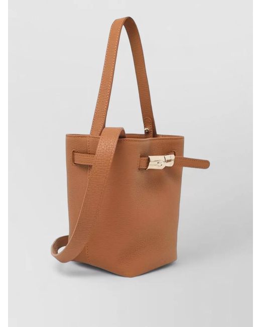 Longchamp White Le Smart Flow Leather Bucket Bag