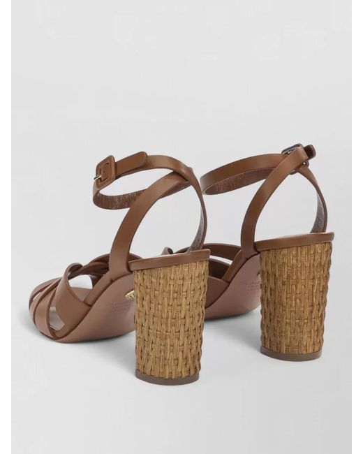 Aquazzura Brown Copacabana 85Mm Leather Ankle Strap Sandals