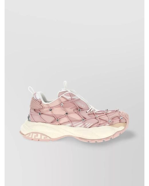 Versace Pink Leather Low-Top Sneakers