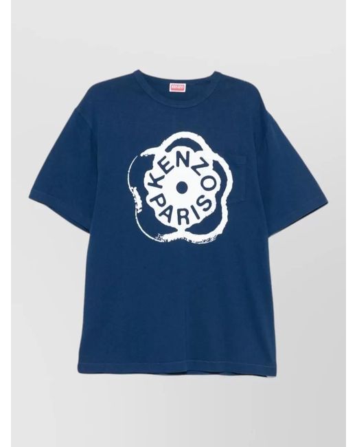 KENZO Blue Silk Nylon Blend T Shirt Round Neck for men