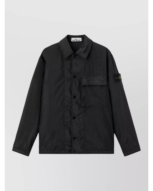 Stone Island Black Quilted Shirt Jacket for men