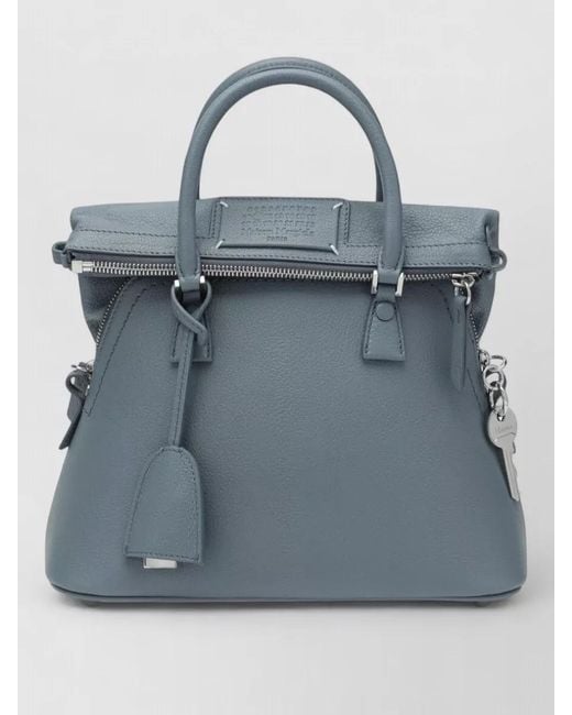 Maison Margiela Blue Mini Bag Structured Shape Top Handle Charm