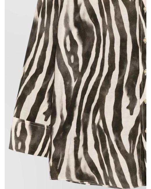 Alysi Black Zebra Pattern Relaxed Fit Shirt
