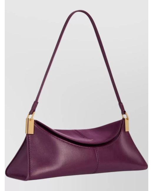 Balmain Purple Small Leather Shoulder Bag