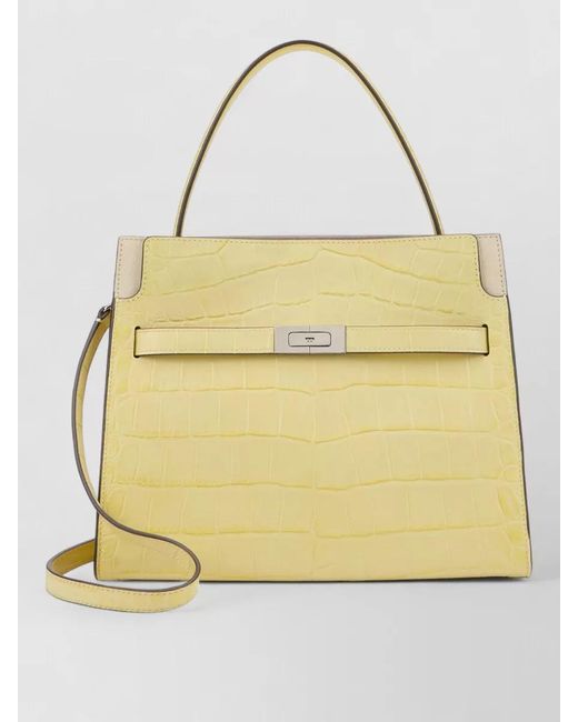 Tory Burch Metallic Lee Radziwill Crocodile Embossed Shoulder Bag