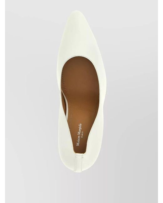 Maison Margiela White Pointed Toe Pumps Seam Detailing Wedge Heel