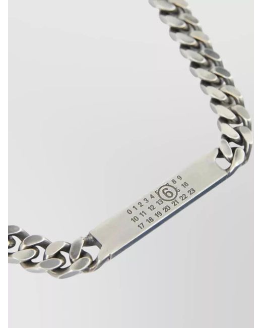 MM6 by Maison Margiela White Brass Logo Pendant Necklace for men
