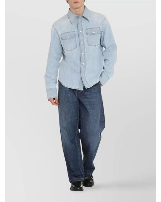 Bottega Veneta Blue Denim Shirts for men