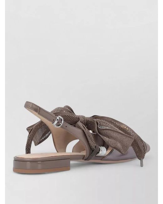 Pinko Brown Gianira 30 Sandals Bow Metallic Slingback
