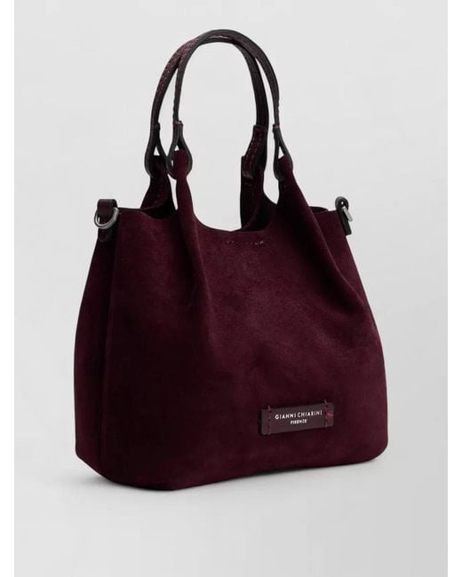 Gianni Chiarini Purple Suede Bucket Shoulder Bag Adjustable Strap