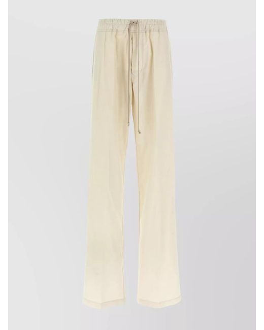 Rick Owens White "Elastic Waistband" Trousers With Side And Back Pockets