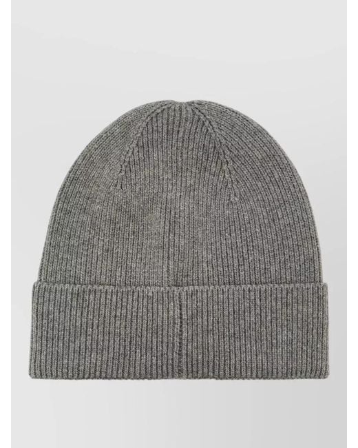 DIESEL Gray Ribbed Wool Blend Turn Up Beanie for men