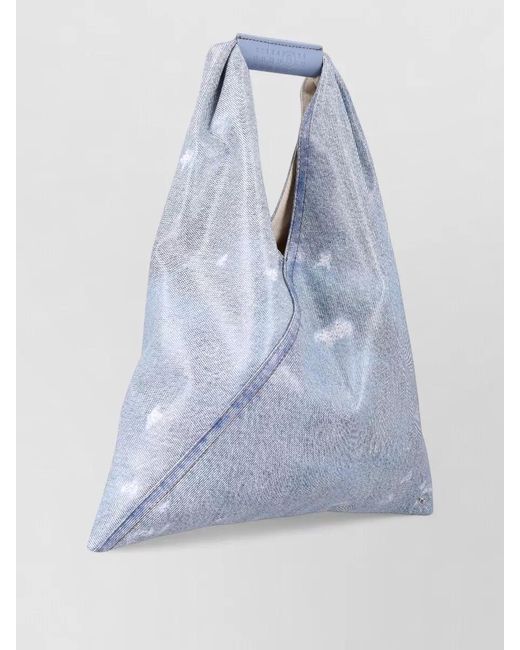 MM6 by Maison Margiela Blue Small Denim Tote Bag Distressed Handle