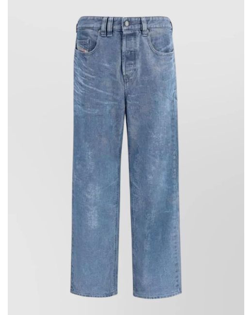 DIESEL Blue Straight Leg Trousers Nylon And Silk Blend for men