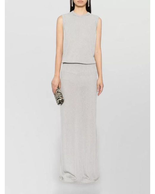 Tom Ford White Sequined Mid-Rise Long Skirt