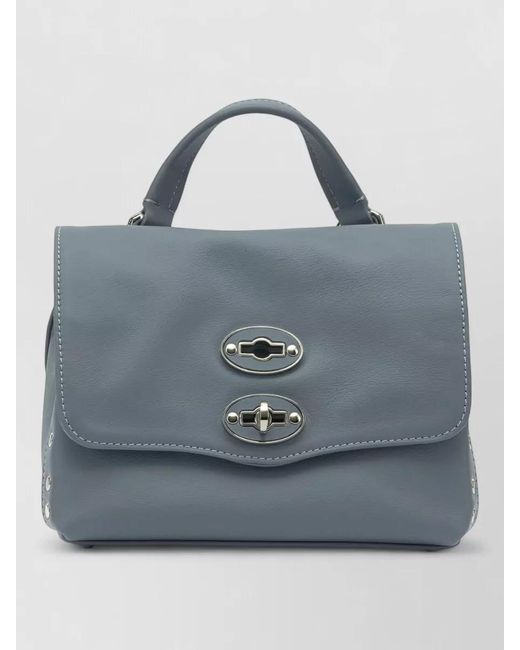 Zanellato Women's Blue Studded Crossbody Bag Top Handle Strap