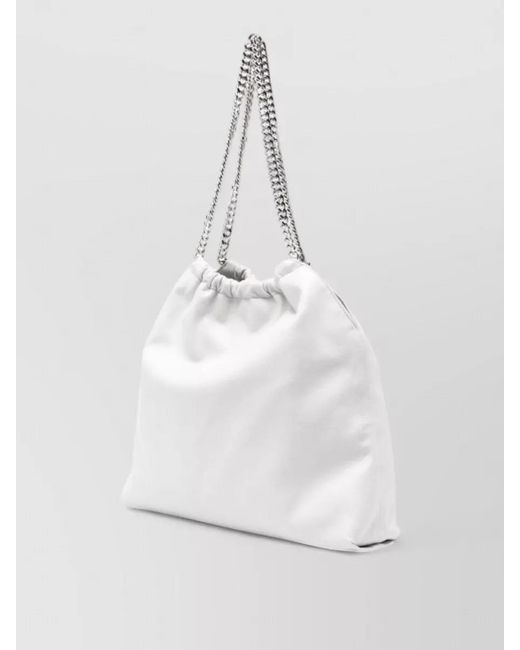 Stella McCartney White Falabella Drawstring Shoulder Chain Medium Tote