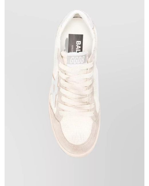 Golden Goose Deluxe Brand Natural Crochet Suede Sneakers Perforated Panel Laminated Accents