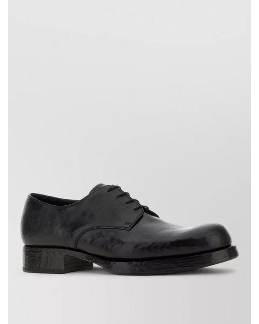 Prada Black Leather Lace Up Shoes Low Heel for men