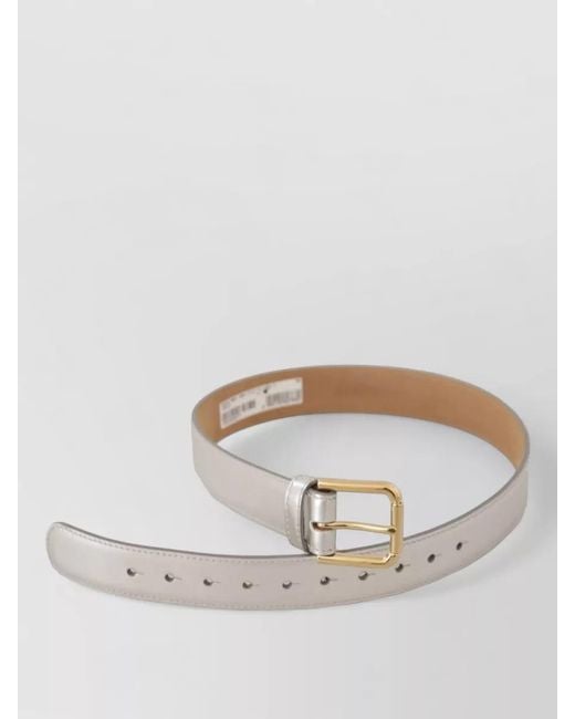 Dolce & Gabbana Gray Leather Belt Tone Logo Buckle