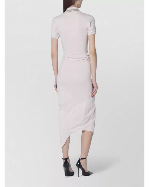 Vivienne Westwood White Cotton Gathered Asymmetric Midi Dress