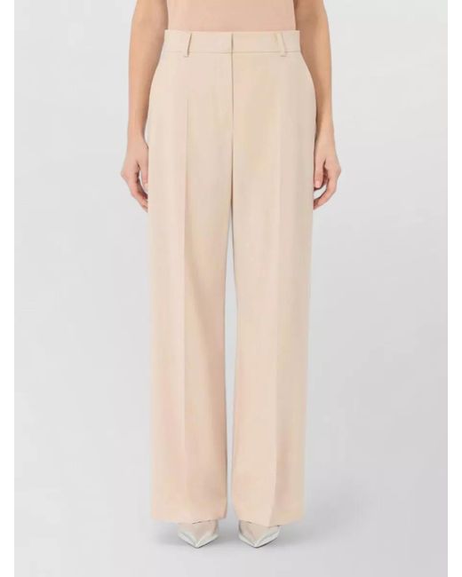 Weekend by Maxmara Natural Wide Leg Pants Belt Loops Pleats Pockets