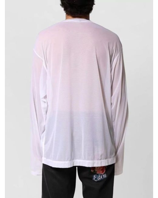 Dolce & Gabbana White Nylon Long-Sleeve Crewneck T-Shirt for men