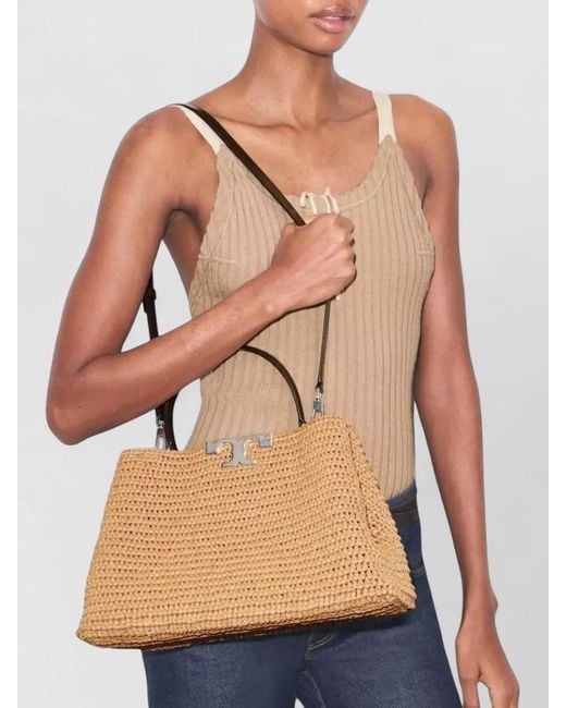 Tory Burch Multicolor Honeycomb Crochet Satchel Shoulder Bag Leather
