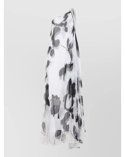 Max Mara White Pianoforte Fuggito One Shoulder Long Dress