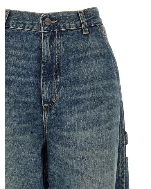 Carhartt Blue Wide Leg Single Knee Denim Trousers