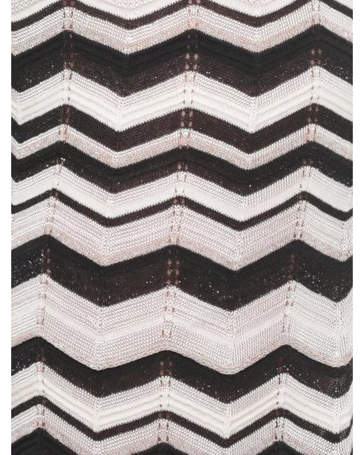 D.exterior White Wide Leg Pants Sheer Lurex Chevron Pattern