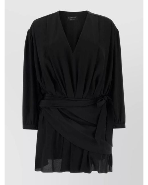 Balenciaga Black Silk Mini Dress