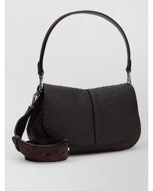 Gianni Chiarini Black Bag Calfskin Textured Adjustable Shoulder Strap