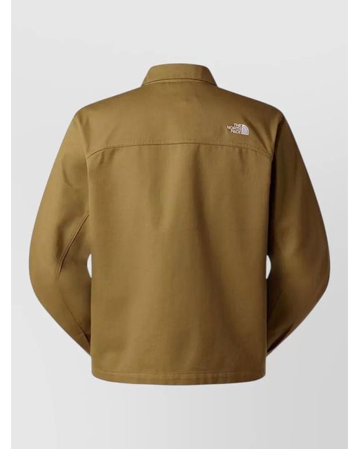 The North Face Green Collared Coat Silk Nylon Blend Design for men