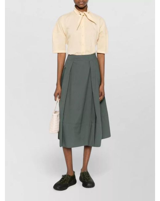 Woolrich Gray Cotton Midi Skirt High Waist Buttons