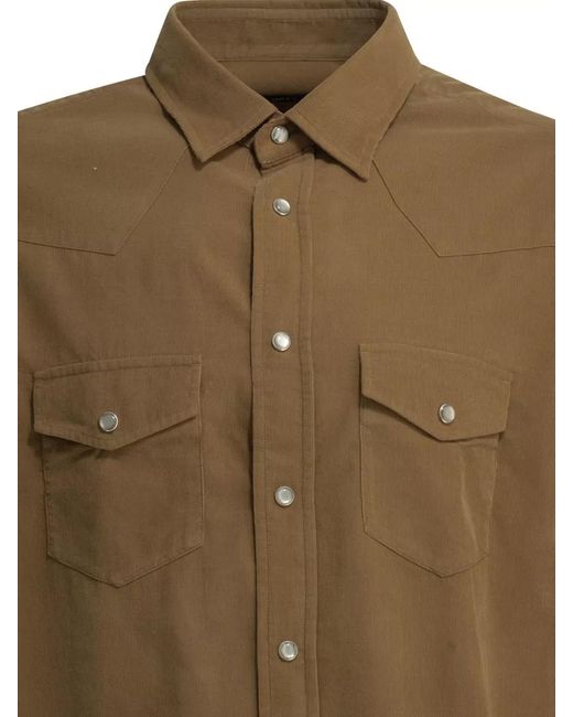 Tom Ford Green Corduroy Western Shirt for men