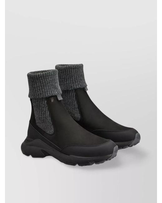 Tod's Black Chunky Rubber Sole Ankle Boots