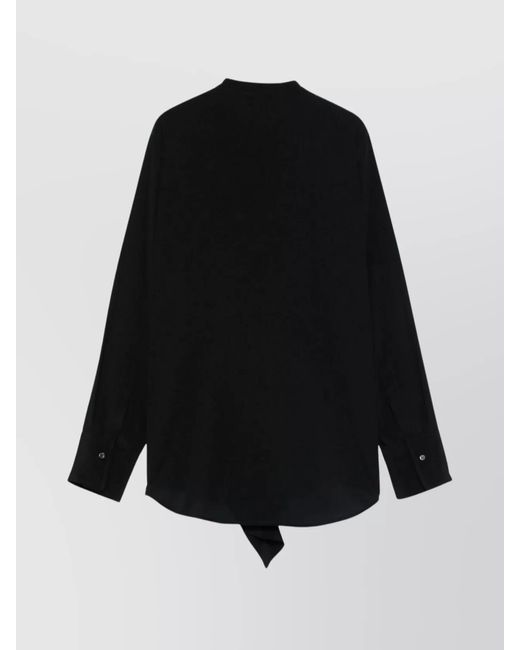 Alberto Biani Black Silk Ruffled Blouse