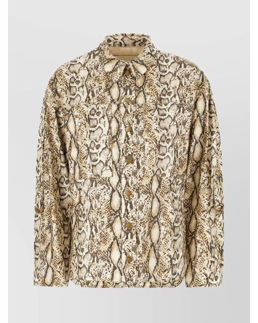 Isabel Marant Natural Printed Linen Blend Fitted Jacket
