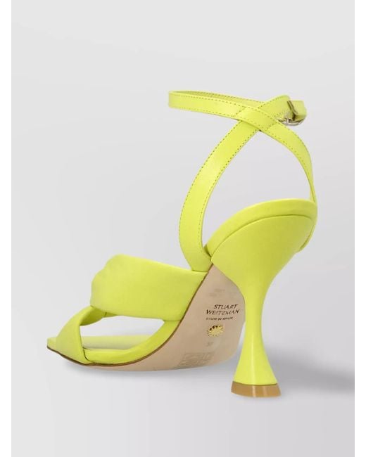 Stuart Weitzman Yellow 'Knotted Ankle Strap Leather Sandals'