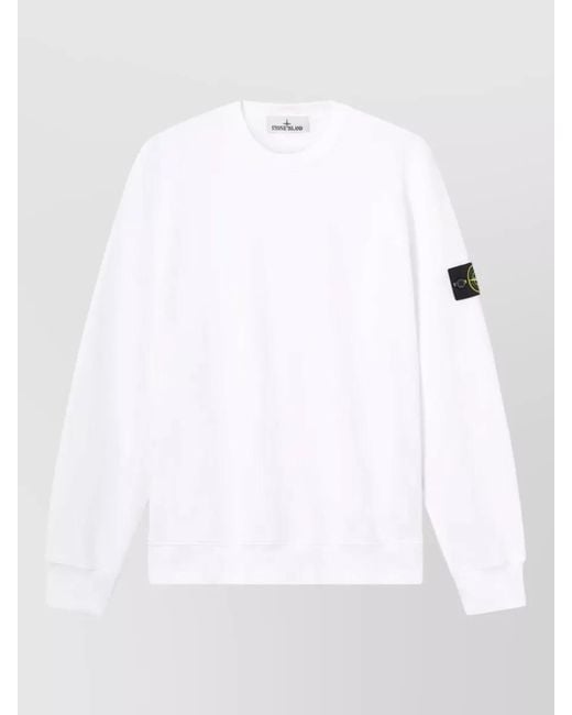 Stone Island White 6100060 Crew Neck Long Sleeve Sweatshirt for men