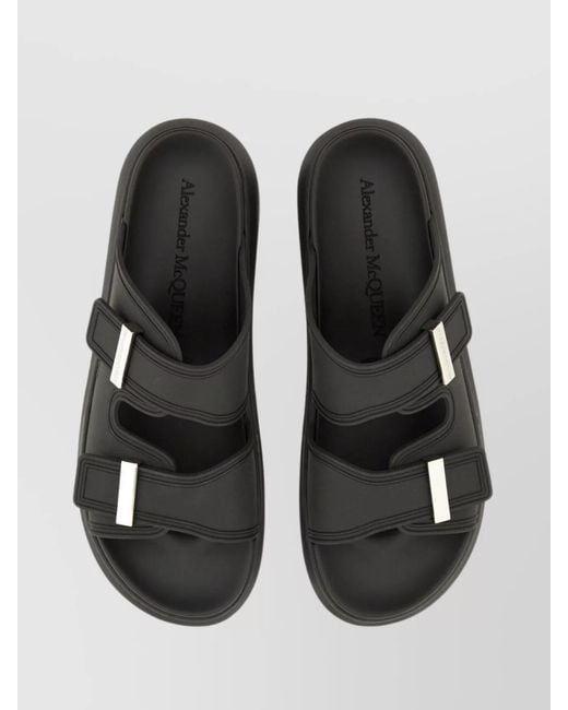 McQueen Black Hybrid Double Buckle Sandals for men
