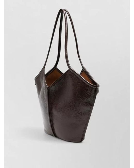 Hereu Black Calella Small Leather Shoulder Tote Bag