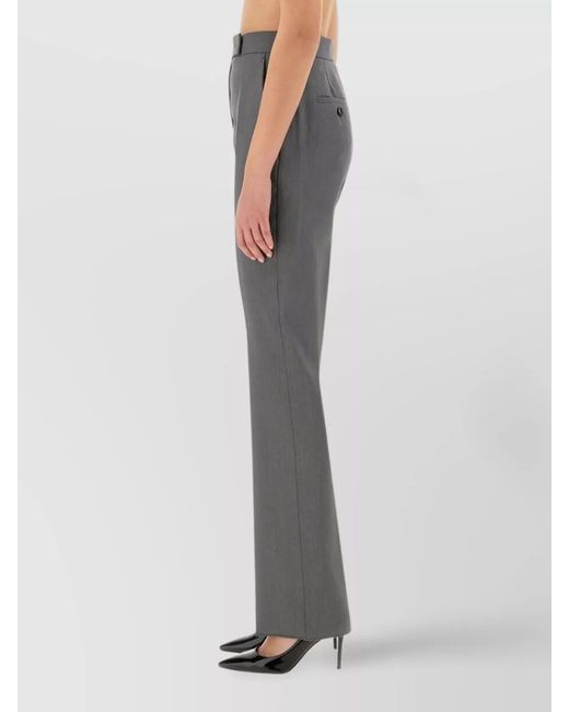Max Mara Gray Silk Straight-Leg Tailored Trousers